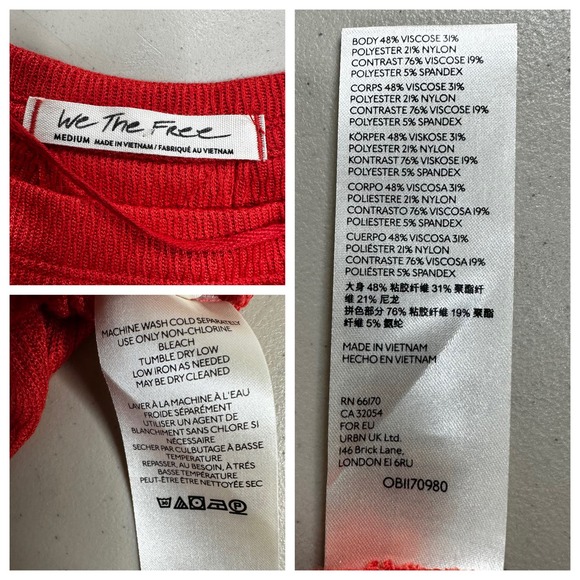 We The Free Thermal Jersey Top Size Medium Coral Rust Thumb Holes Slit Side Boho - Picture 13 of 15